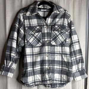 BB Dakota Gray and White Plaid Utility Jacket